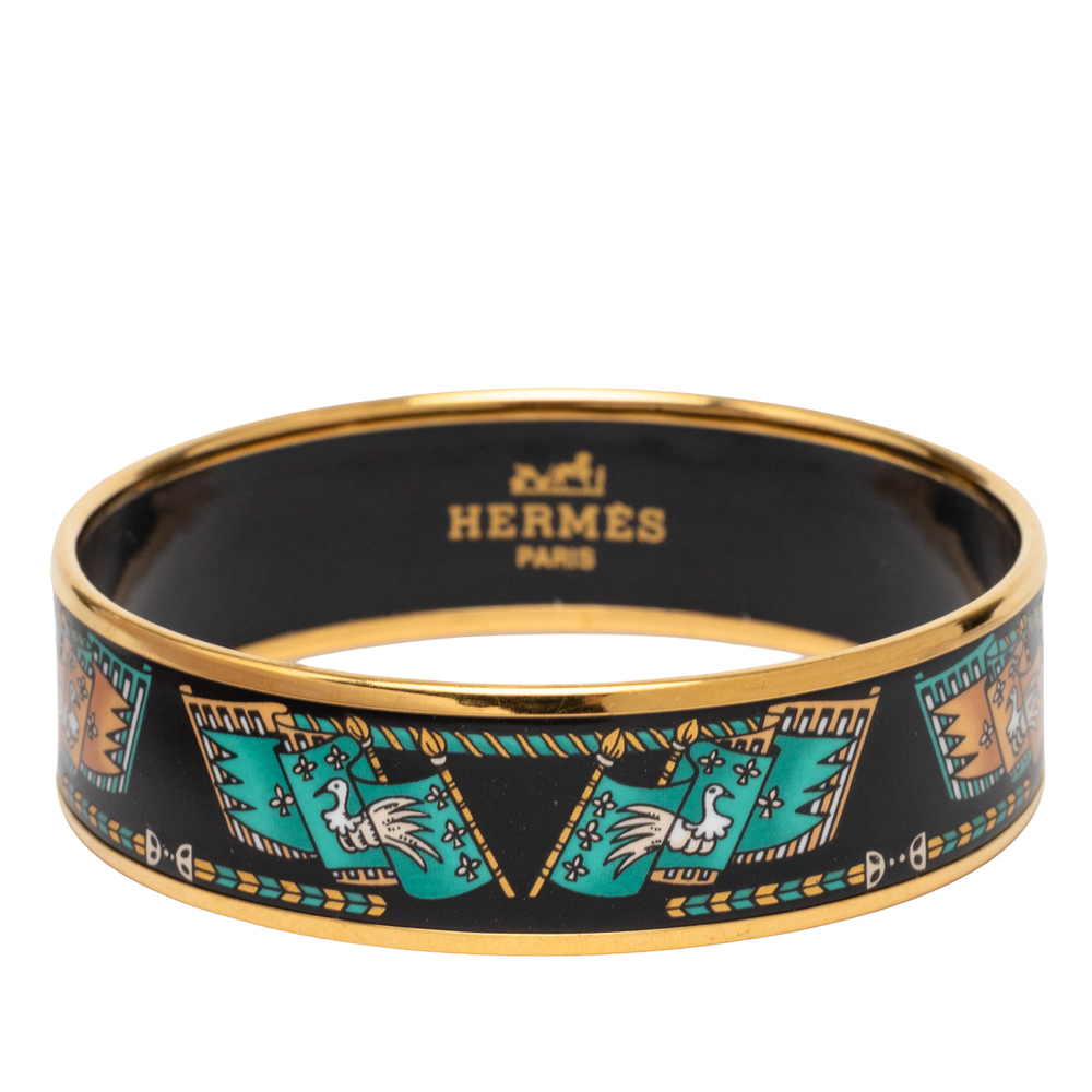 Pre-Loved Hermes Wide Printed Enamel Bangle 65